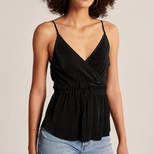 NWT A&F Black Pleated Satin Cami | Small ✨